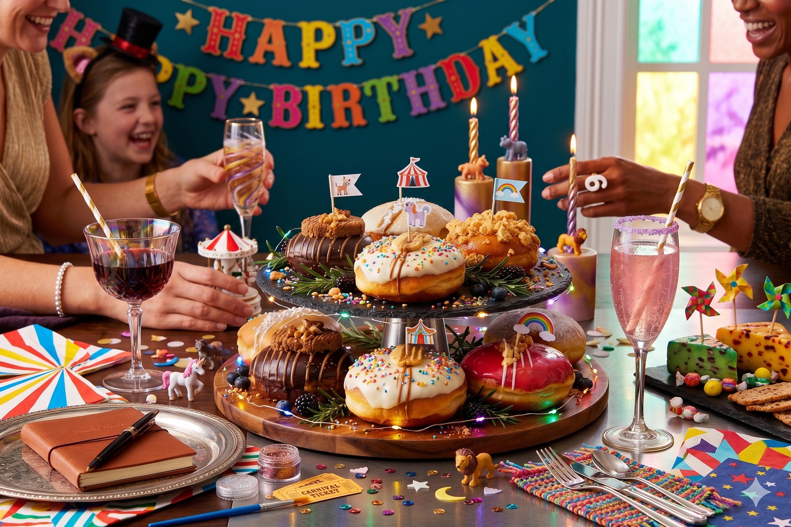 Birthday donut party spread from Fuzion Donuts Edmonton